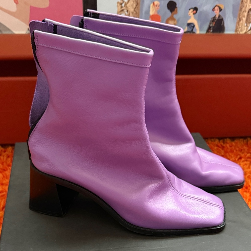 INTENTIONALLY BLANK Lavender Heeled Boots